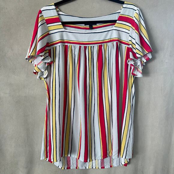 Lane Bryant Women's Striped Square Neck Top Size 12 Large Blouse - Picture 1 of 5